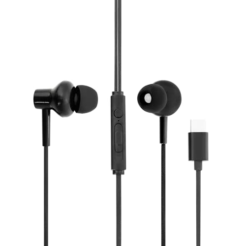 Image of GIZMORE ME348 Type C in- Ear Earphones with Deep Bass, 10mm Driver, Noise Isolation, Inbuilt Mic Compatible with All Smartphones, Laptop, PC, Tablets and Other Type-C Devices (Black)