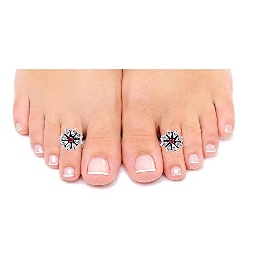 Peenzone Women's 92.5-925 Sterling Cubic Zirconia Toe Ring Leg Finger Rings Silver #TOP1