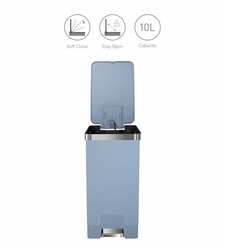 Image of Obsessions EKO 10L Plastic Step Bin with Pedal, Waste Storage Trash Can, Blue