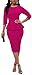 PerZeal Women's Work Bodycon Dresses Elegant 3/4 Sleeve Stretchy Pencil Business Suiting Dress Rose Red Medium