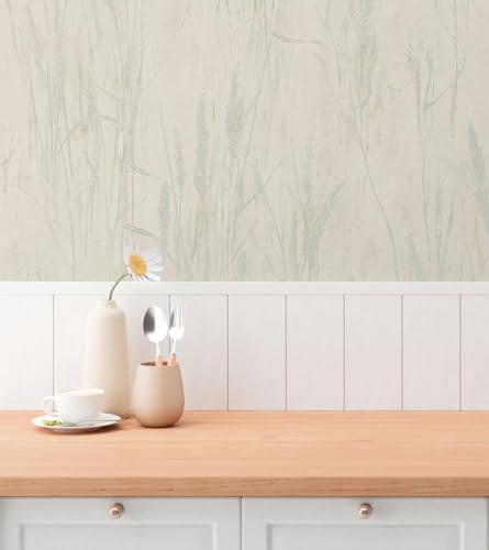 Papel pintado floral Profhome textura premium no tejido gris blanco-grisáceo 8