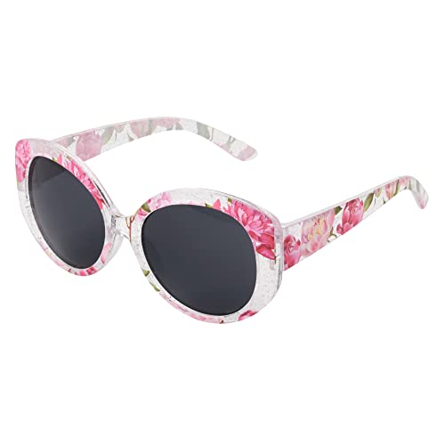 Foster Grant Girls Briar Sunglasses, Crystal Clear With Floral, 48 US