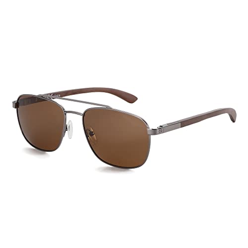ZENOTTIC Wood Aviator Sunglasses - Polarized