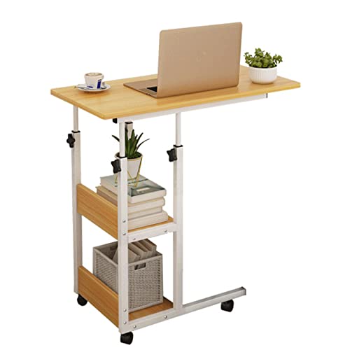 ベッド上テーブル キャスター付き 高さ調節可能 可動式ベッド SXSCARKX ノートパソコンワークステーション カウチ ローリングホイール コンピューターデスク 可動式 2段棚付き