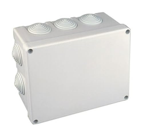 Scatola di giunzione di superficie da 230 x 180 x 85 mm, perfetta per installazioni elettriche e connessioni sicure in diversi ambienti.