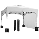 Outsunny Carpa Plegable 3x3 m Cenador de Jardín Altura Ajustable Blanco