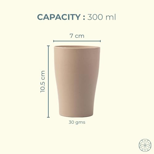 Irida Naturals Multicolour Wheat Straw Unbreakable Tea Cups Set of 4-300ML, Lightweight, Eco-Friendly Reusable, Freezer and Microwave Safe Coffee Cup for Tea, Juice, Water & Soda Serving