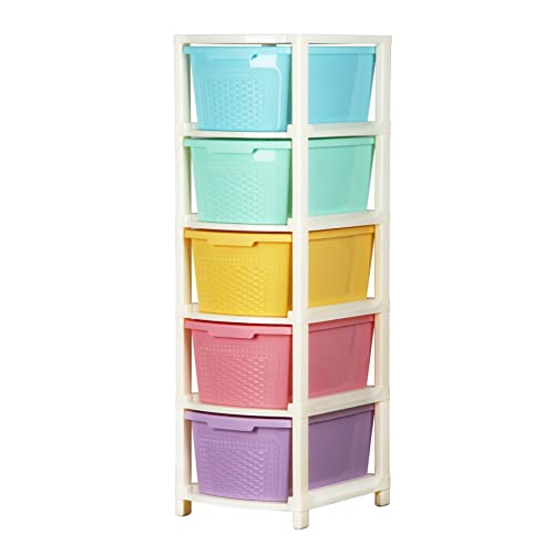 Image of Polyset Amber Plastic Drawer 5 Tier, Pastel