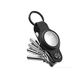 KeySmart Air Tag Holder, Airtag Holder with Car Key Ring Hoop for Airtags & Car Accessories for Men, Key Organiser Keyring with Airtag Keyring Rings for Key Fob, Car Keyring Keychain Rings, Black