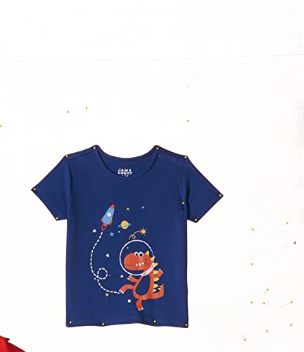 Image of Amazon Brand - Jam & Honey Boys Cotton Graphic Printed Half Sleeves T-Shirt | Regular Fit | Soft & Breathable (Available in Pack of 3 & Pack of 5) (2 to 8 Years)