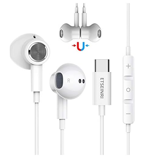 Auriculares USB C, Auriculares USB Tipo C estéreo de Alta fidelidad magnéticos con micrófono y Control de Volumen Compatible con Pixel 2/3/4/5, Sam.Sung S20 S21 Note10, Hua.wei P30 Pro and Pad Pro
