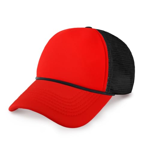 Image of CHOK.LIDS Classic Foam Trucker Hat Summer Mesh Rope Cap Solid Two Toned Blank Hat Mens Womens Adjustable Strap Light Weight