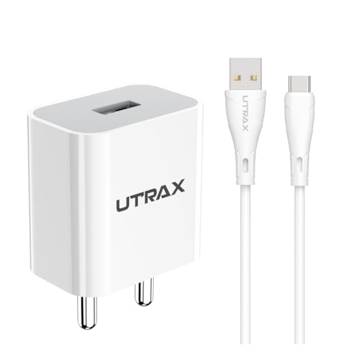 Image of UTRAX 12W Fast Charger with USB to Type-C Cable | BIS Approved Mobile Charger | Fast Charging Adapter with Multi-Level Protection | Compatible with Android Smartphones, Tablets & Type-C Devices