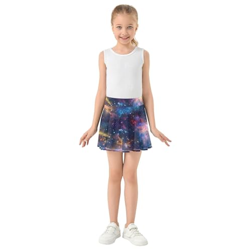 Nebula Galaxy Athletic Shorts Girls Skorts Toddler Tennis Skirts Breathable Teen Cheer 3t3