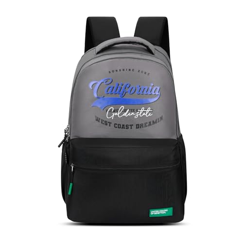 Image of United Colors of Benetton Unisex High-School Backpack CALAFIA | 3-Compartment Organised Daypack with Airmesh Padding | Backpack for School Girls & Boys | 26L Capacity