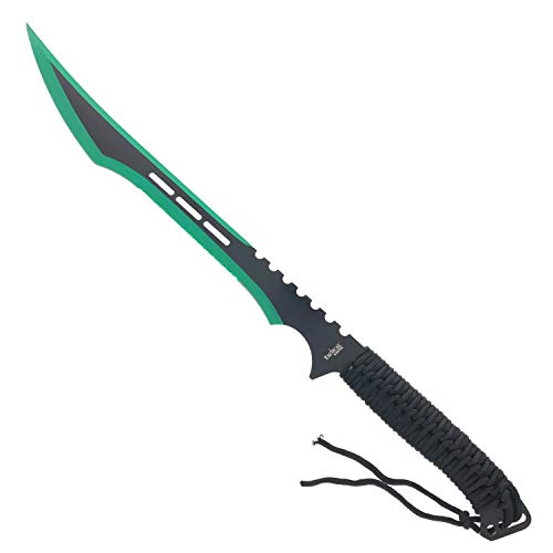 27" Tactical Machete with 3 Fixed Blade Set. Stainless Steel Blade. for Outdoor Camping Cutting Ropes - Branches, Collection, Gift (Green)