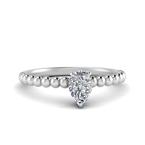 Bague solitaire perle argent sterling femme bague de fiançailles poire taille 47-70