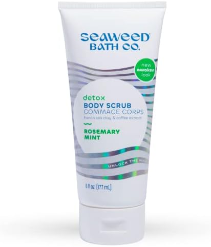 Seaweed Bath Co. Detox Body Scrub, Rosemary Mint Scent, 6 Ounce, Sustainably Harvested Seaweed, French Sea Clay, Coffee Extract