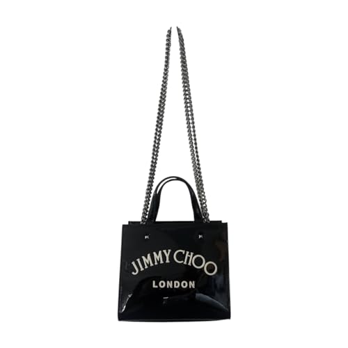 JIMMY CHOO Embroidered Logo Black Patent Leather Mini Bag