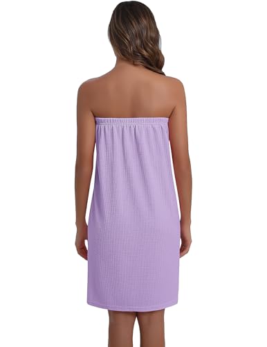 Image of Ekouaer Waffle Robes For Women Bath Wraps Lightweight Knee Length Soft Shower Robe with Pocket S-L