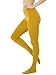 HeyUU Women's 80 Denier Semi Opaque Tights High Waist Soft Solid Color Pantyhose mustard sm