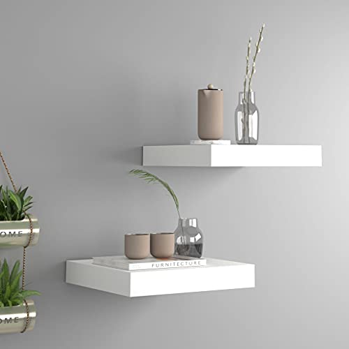 UJCHVHN Estantes flotantes de pared 2 unidades, color blanco, 23 x 23,5 x 3,8 cm, MDF, estantes de pared y repisas