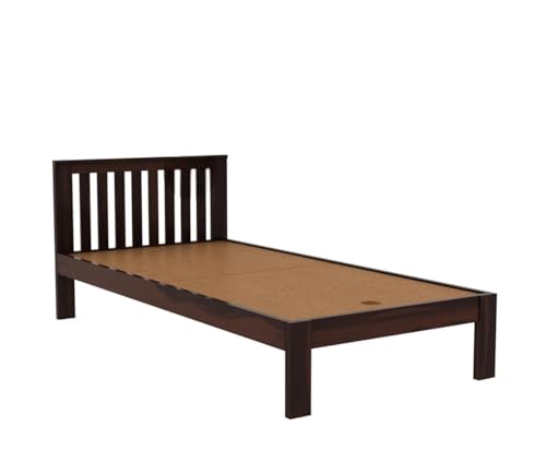 Image of SUNCOM Sheesham Wood Single Size Bed Without Storage for Bedroom - Single Cot Wooden Bed for Living Room - Solid Wood Divan Bed for Home Furniture 6X4 ft (Walnut Finish)