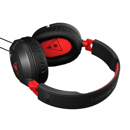 TURTLE BEACH Gaming Headset, Recon 50 PC, Red, Ultra Lightweight, 7.4 oz (210 g), Multi-Platform with Microphone, Wired 0.1 inch (3.5 mm) Splitter Included, For Gamepads, PS5 PS4, Portable Game Console, Xbox Smartphone, PC, Detachable Microphone