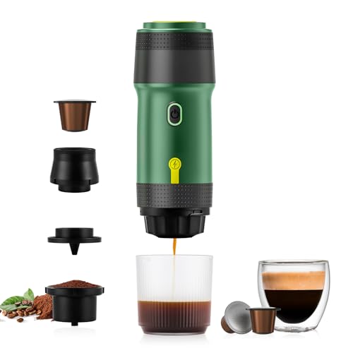 obecilc Mini cafetera 3 en 1, máquina de café espresso portátil de 20 bares con USB, cafetera de camping, autocalefacción, compatible con café molido y cápsulas para senderismo, oficina