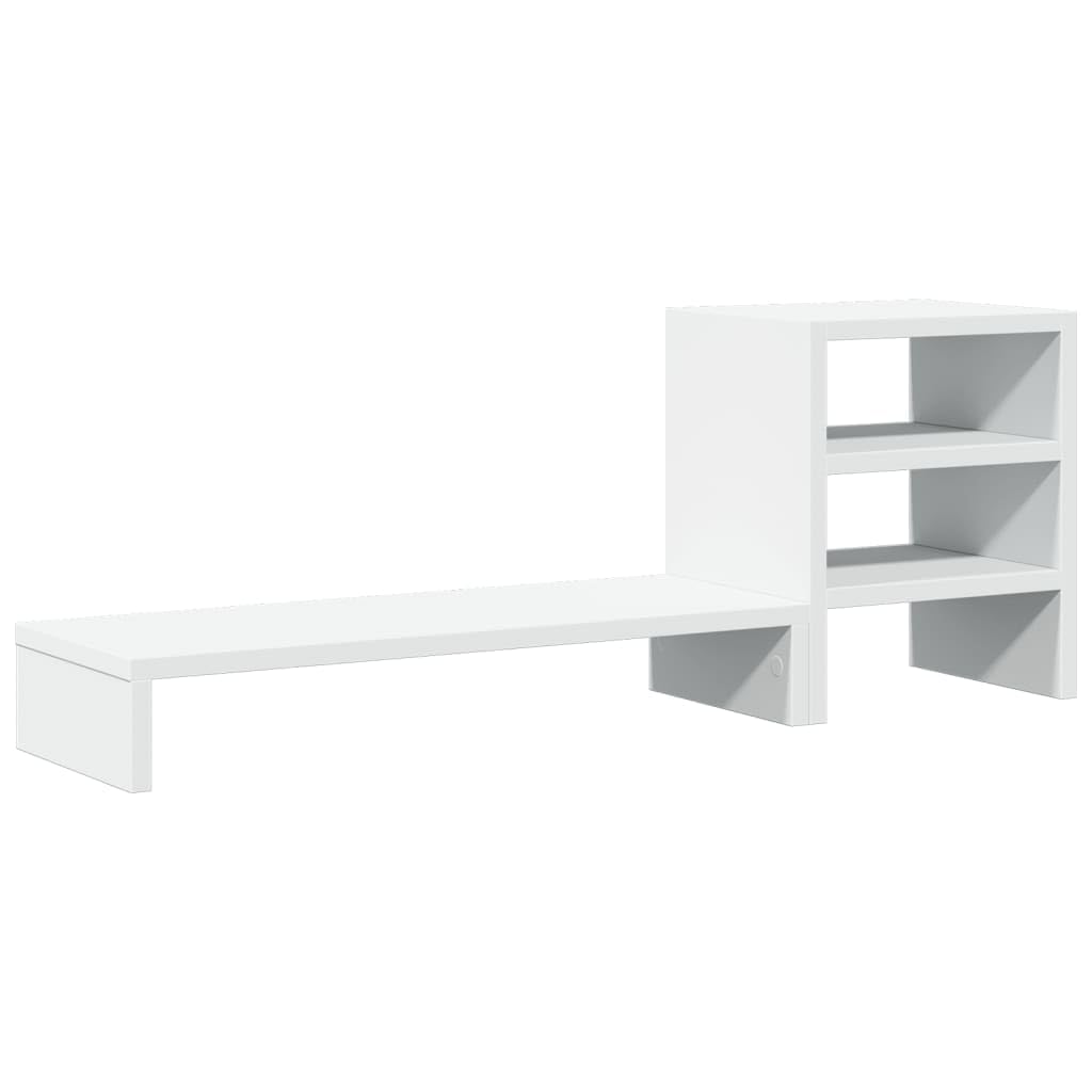 Supporto per monitor in legno bianco con organizer da scrivania, 80 x 20 x 30 cm, portata 35 kg, per scrivania del computer, scrivania, home office, ergonomico e facile da pulire
