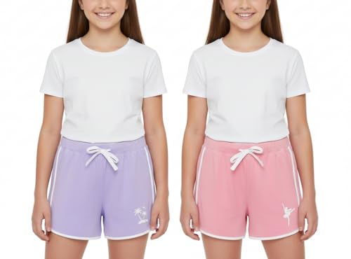 Image of Cloth Theory 2 Packs Girls Premium Cotton Running Summer Kids Shorts Toddler Athletic Shorts Workout Dolphin Cotton Active and Quick Dry Shorts for Girls