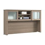 Bush Home 60-Inch Desk Hutch, Office Storage Organizer with Shelves, Cubbies and Frosted Glass Doors for Computer Desk, Home Office Furniture, Somerset Collection, Ash Gray