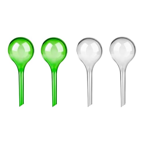 LATRAT Set di 4 palline da irrigazione per piante, 13 x 5 cm, piccole palline da giardino per piante in vaso, autoirrigazione, colore: bianco e verde