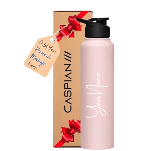 Image of CASPIAN / / / Hike Stainless Steel Customize Sipper Water Bottle| Leak Proof Thunder for Fridge Home Office Travel School Kids Boys Girls Adults Sports Gym Yoga (CUS-Light Pink 1 Litre, Set of 1)