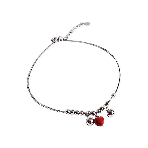 Tobillera de plata para verano con colgante de corazón KnSam