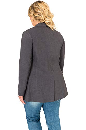 Standards & Practices Plus Size Women's Grey One Button Relaxed Boyfriend Blazer2