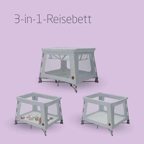Maxi-Cosi Swift 3-in-1 Reisebett Baby, Babywiege, 0–3,5 Jahre, bis zu 15 kg, Reisebett höhenverstellbar, 2-in-1-Matratze, ultraleicht, in 1 Sekunde klappbar, Reisetasche, Eco Care, Beyond Grey – Bild 3