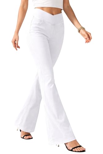 Image of ADBUCKS Women High Rise Flared Jeans High Waisted Bell Bottom Jeans Trendy Stretchy Flare Jeggings with Pockets