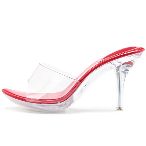 Image of NBUUNBU Silver Clear Heels For Women Dress Shoes Transparent Strap Sexy Stilletos Heels Open Toe High Silver Heeled Sandals Pump Mules