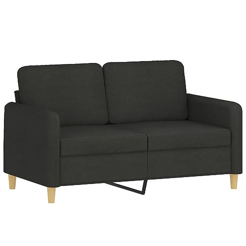vidaXL Sofagarnitur 4-TLG., Sessel Couch mit Kissen Fußhocker, Sofa Wohnzimmersofa mit Armlehnen, Couchgarnitur Designsofa Sitzmöbel Polstermöbel, Schwarz Stoff – Bild 5