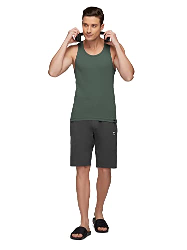 Image of XYXX Men's 100% Combed Cotton Ribbed Regular Fit Solid Round Neck Vest | Anti Bacterial Finish, Racer Back Baniyan for Man, Tag Free Comfort Man's Inner