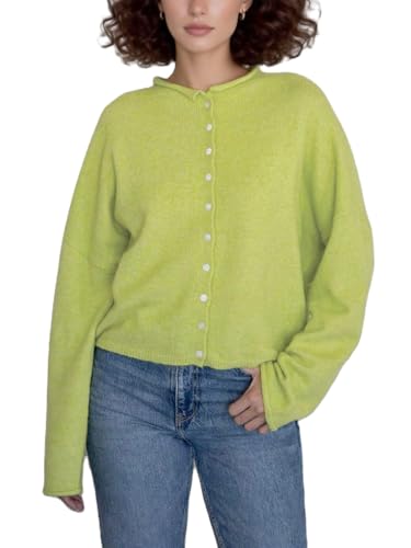 Image of Women Y2k Knitted Cardigan Long Sleeve Button Down Sweater Lightweight Casual Cardigan Loose Fall Streetwear