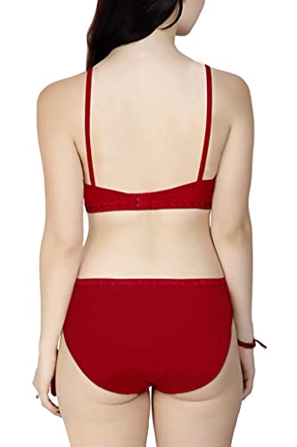 Image of Women's Soft Cotton Bra Panty Set for Women Cotton Stretch Non-Padded Non-Wired Bra Panty Set Best Lingerie Set daily use Bra Panty Set Combo Cotton Net Lingerie Set for Women and Girl's Soft Original Cotton Bra And Bikini Set Every Day Comfort with Multi Color and Wide rang of Size