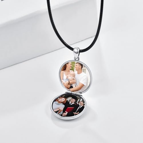 TANGPOET Personalized Compass Locket Necklace for Men Women 925 Oxidized Silver Lockets Necklace that Holds Two Pictures Memorial Photo Jewelry Birthday Christmas Fathers Day Graduation Gifts2