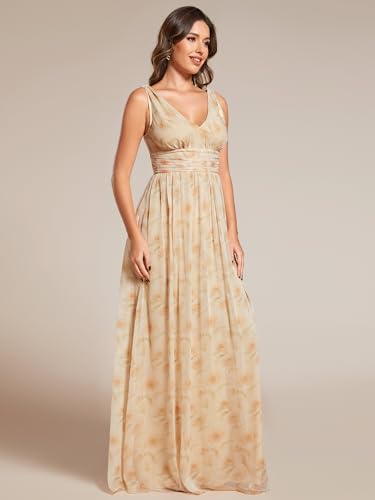 Image of Ever-Pretty Womens Bridesmaid Dress V-Neck Sleeveless A Line Chiffon Floor Length Formal Dress 09016