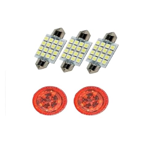 Detachi Car Roof Light Interior | Door Open Warning Light|16 LED Car Festoon LEDs|Wireless Door Warning Auto change Light | Combo pack 3pcs Roof 2pcs Warning light Red Batteries included