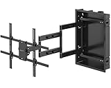 VIVO Recessed 50 to 75 inch LED LCD TV Wall Mount, Articulating Full Motion in-Wall TV Bracket for Flush Installation, 30 Inch Extended Articulating Arm, Holds up to 110 lbs, Black, MOUNT-REC01