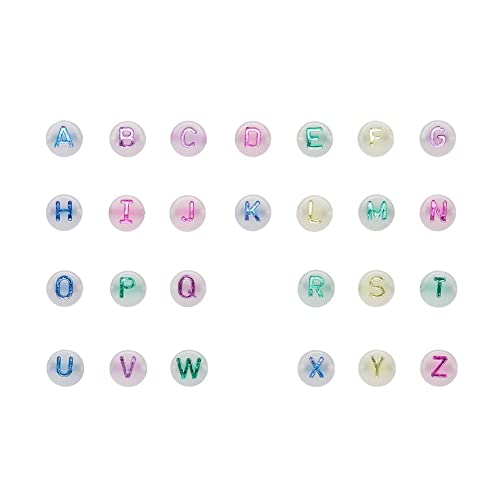 200pcs Luminous Acrylic Alphabet Beads 10mm Glow in The Dark Multicolor Enamel A-Z Letter Beads Pony Disc Coin Loose Bead Spacer for DIY Jewelry Making - Image 4