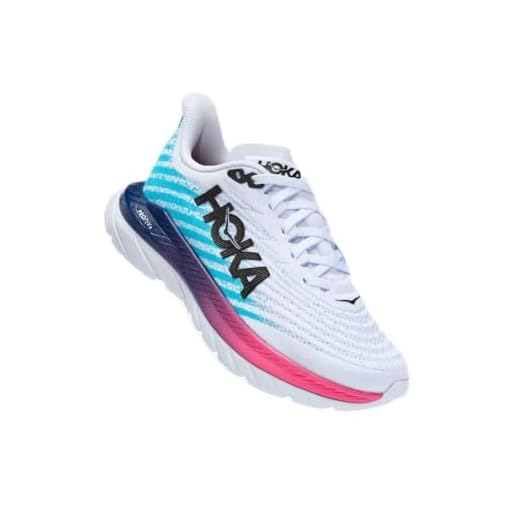 HOKA ONE ONE Mach 5 loopschoenen voor dames, wit/scuba blauw, 38 2/3 EU, wit scuba blue