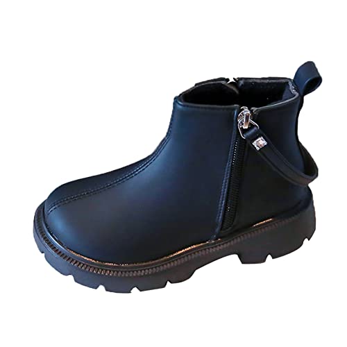 Fashion Autumn and Winter Children Boots for Boys and Girls Flat Soles Thick Soles Non Indoor Soccer Shoes for Girls (Black, 6-7 Years Little Child)